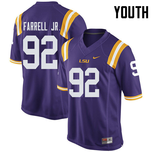 Youth #92 Neil Farrell Jr. LSU Tigers College Football Jerseys Sale-Purple - Click Image to Close
